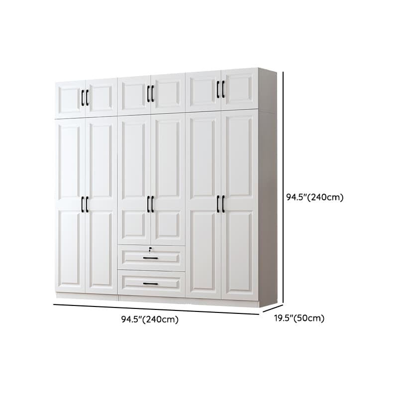Sleek White Nordic Wooden Detached Almirah with Soft Close Drawers, Doors, and Clothing Rod thumbnail 23