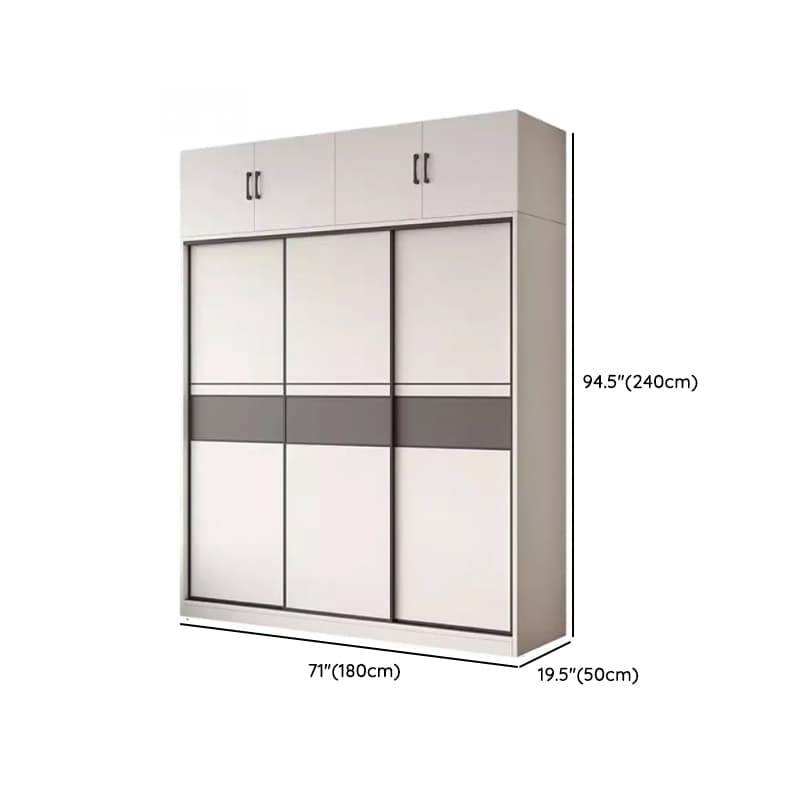 White Minimalist Manufactured Wood Wardrobe Closet with Interior Shelves and Clothing Rod thumbnail 23