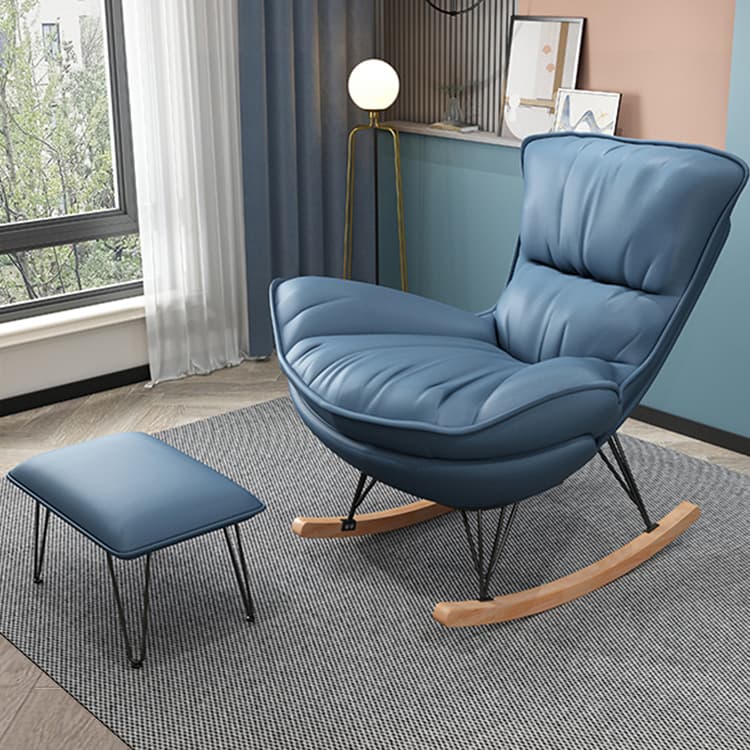 Elegant Upholstered Rocking Chair with Natural Wood Legs - Modern Style for Chic Home Decor thumbnail 14