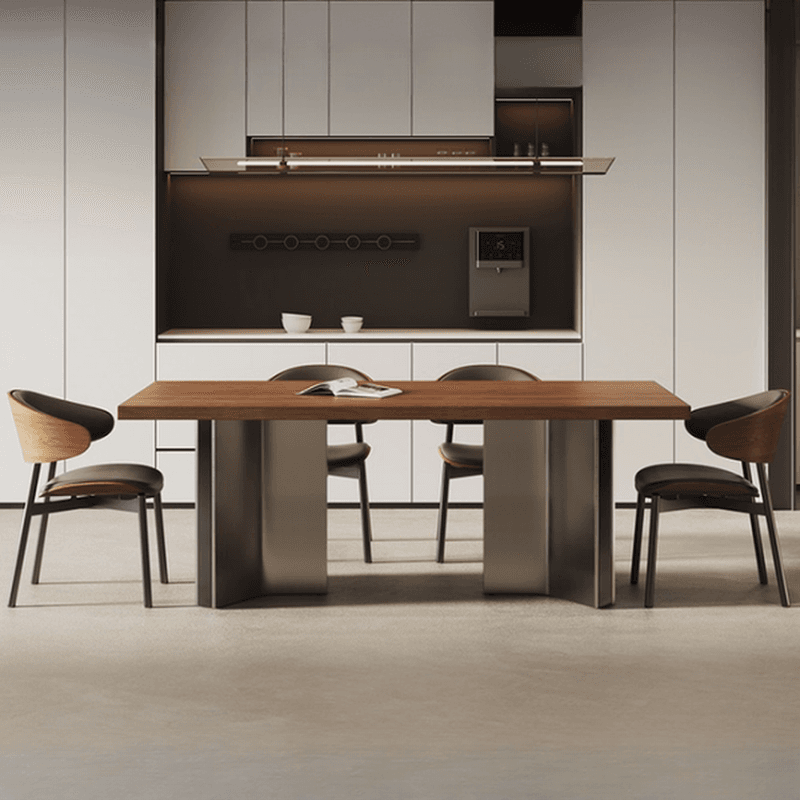Dining Table Set with Ash Wood Top, Two-sided Pedestal Base, Padded Chair with Back for 6 People/4 People in Auburn thumbnail 1