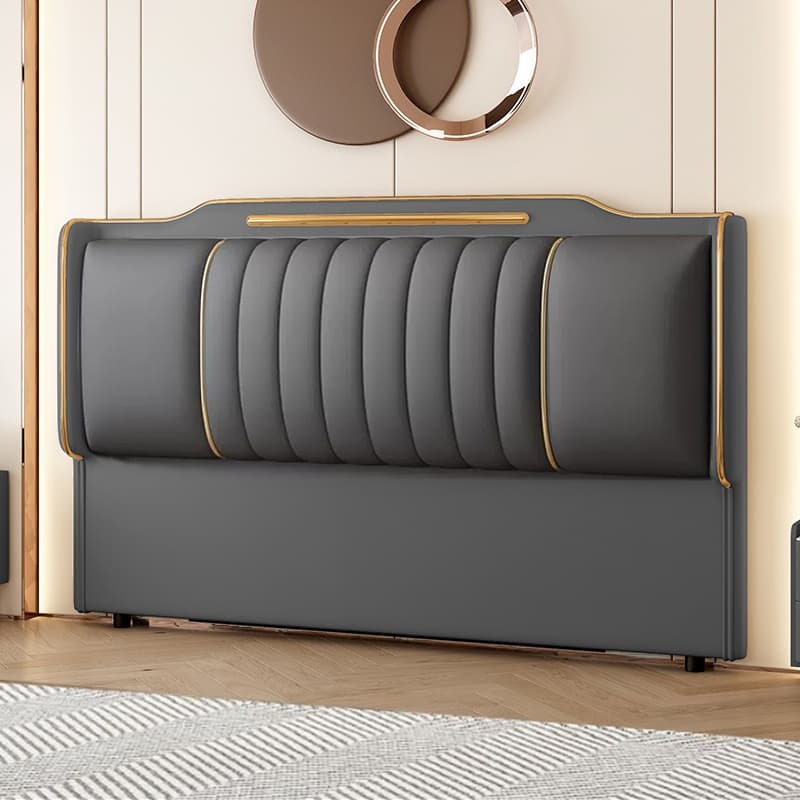 Simplistic Style Wingback Headboard with No Distressing in Pine Wood, Featuring Camelback Shape for King/Queen/Full Bed, Sponge Upholstery Fill, and Standard Height thumbnail 3
