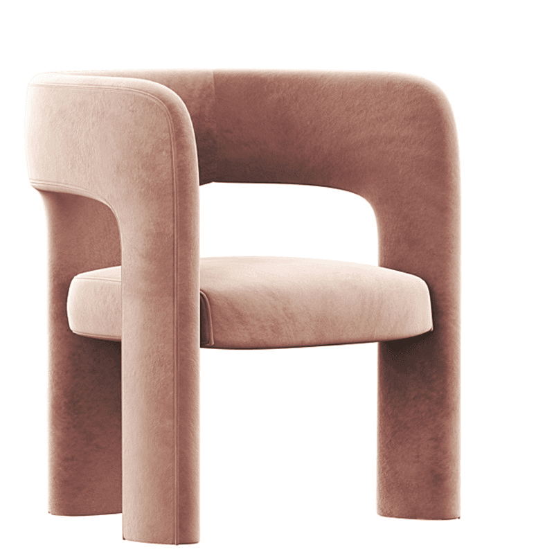 Soft-pile Fabric Upholstered Secure Outlined Arm Chair with Curved Back and Dark Blue/Light Green/Blush Legs in a Nordic Style thumbnail 8