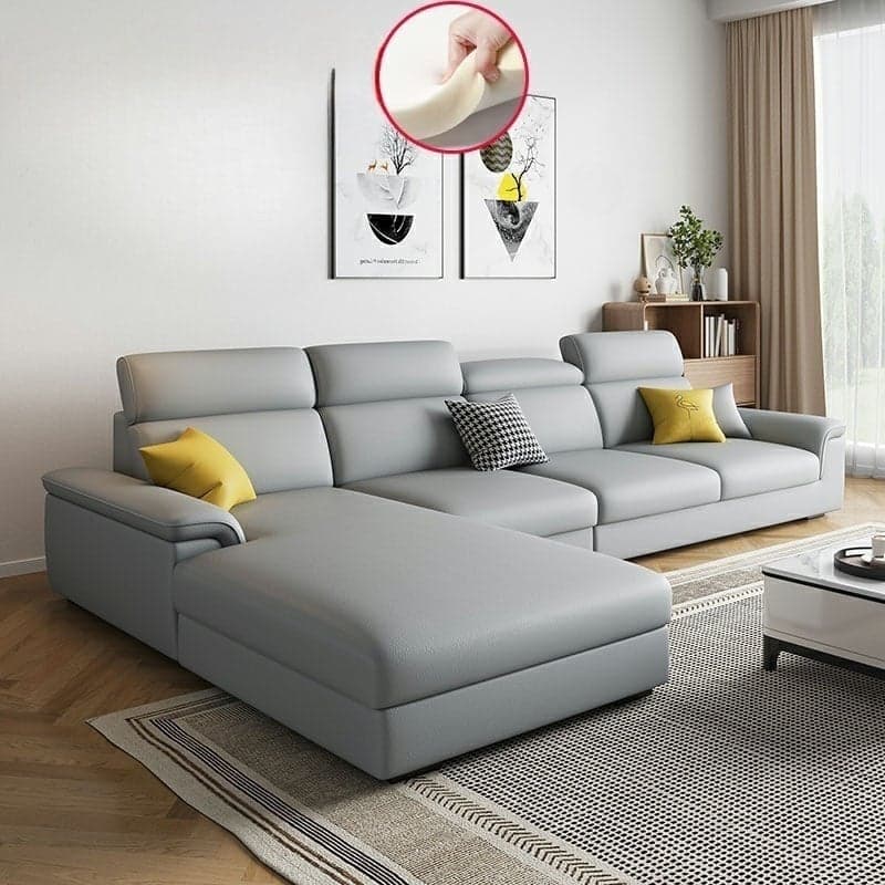 5-Seater Modish Left L-Shape Sofa Chaise with Natural Wood Frame thumbnail 3