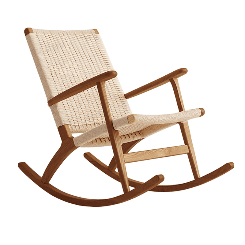 Asian Style Wicker Front Porch Rocking Chairs with Track Arm thumbnail 4