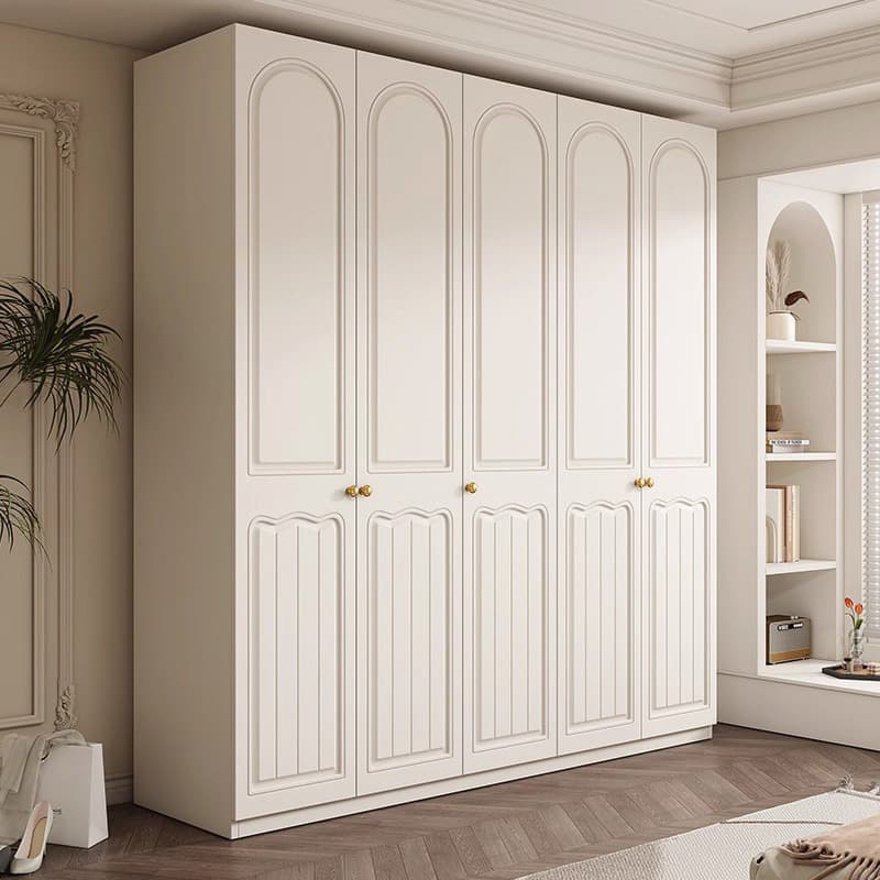 Chalk Minimalist Laminate Cabinet Armoire with Compartments, Interior Shelves, and Clothing Rod thumbnail 1