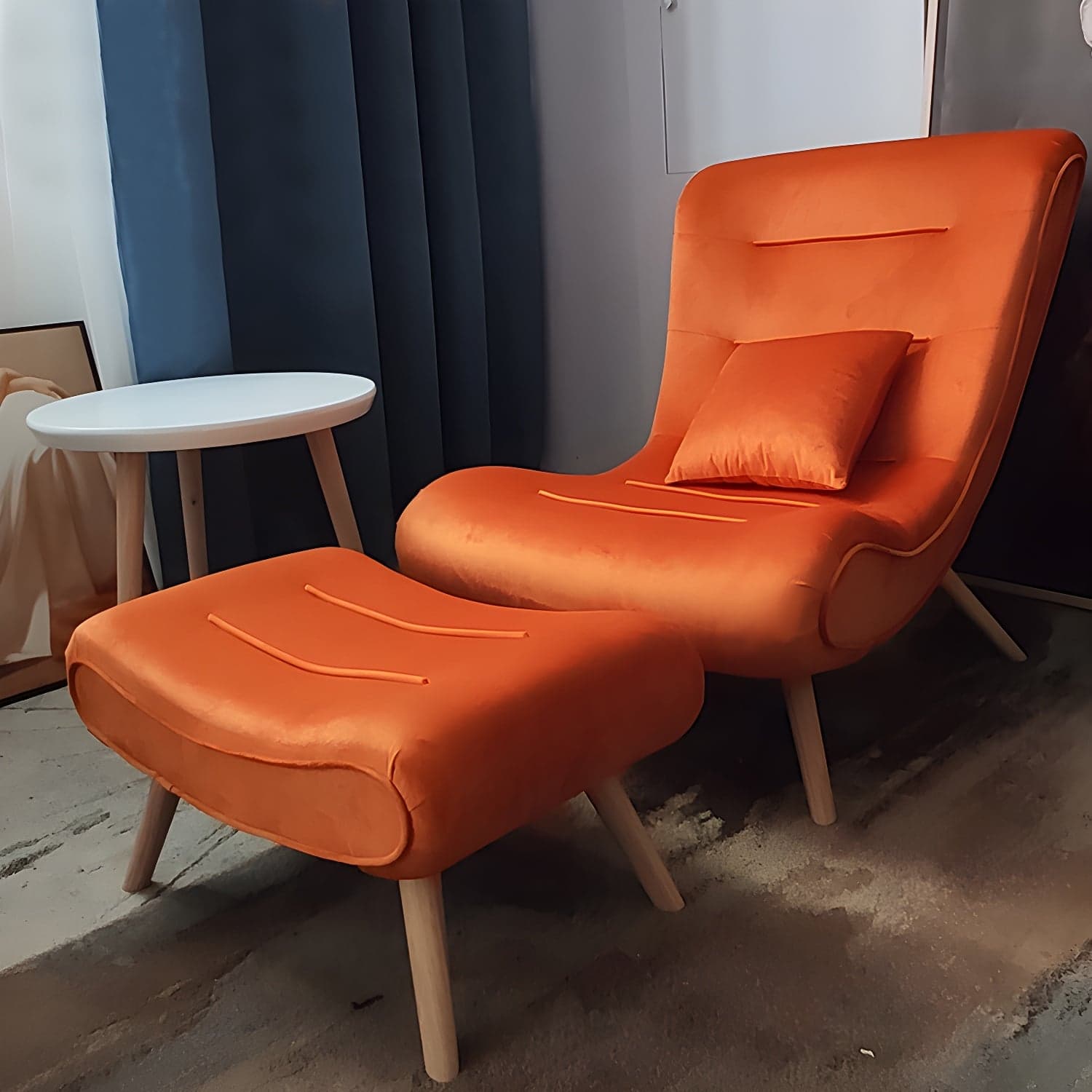 Modern Cushions Rocker Chair Solid Wood Frame Spindle Rocker Chair with Ottoman thumbnail 8