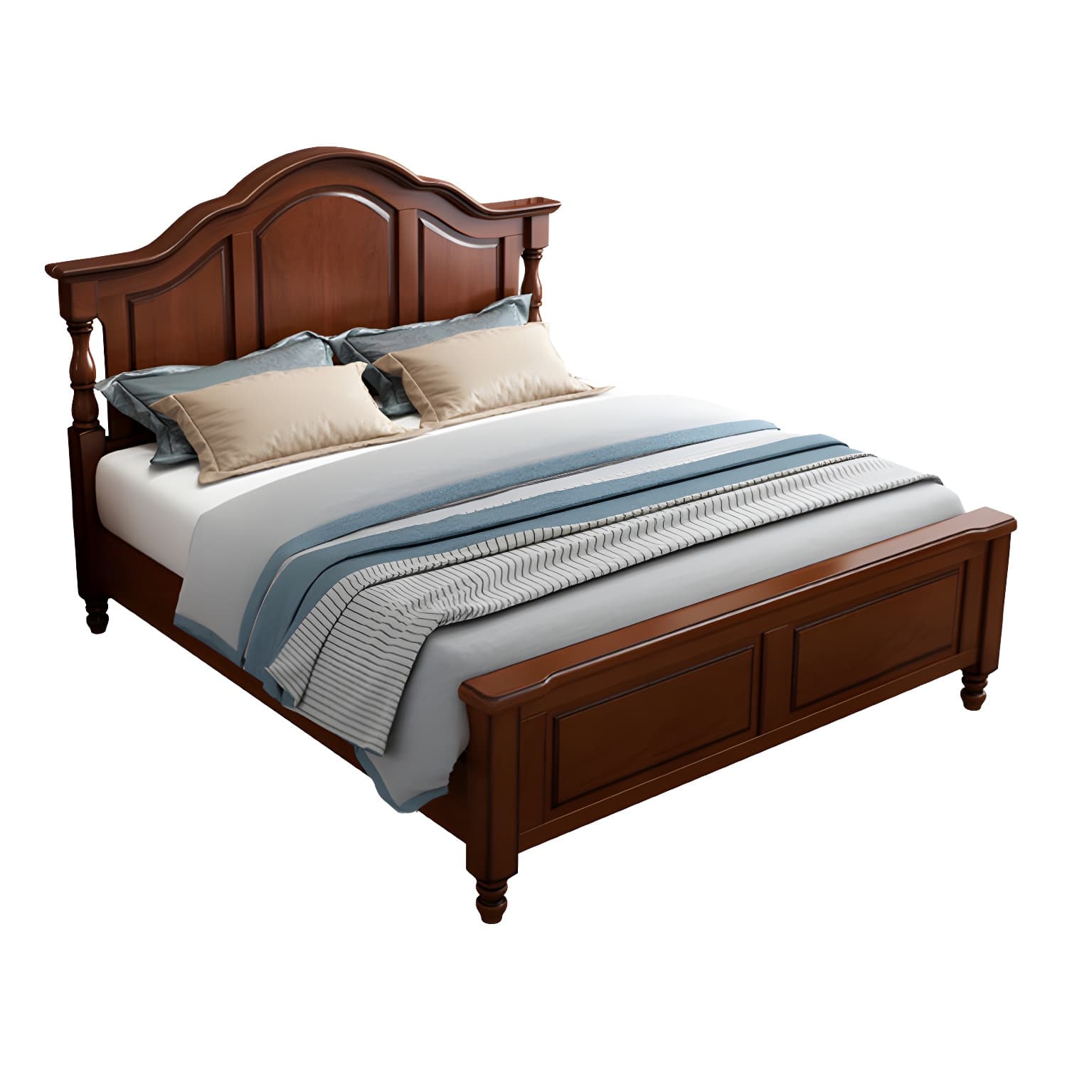 Contemporary Brown Bed Frame Solid Wood Bed with Arched Headboard thumbnail 5