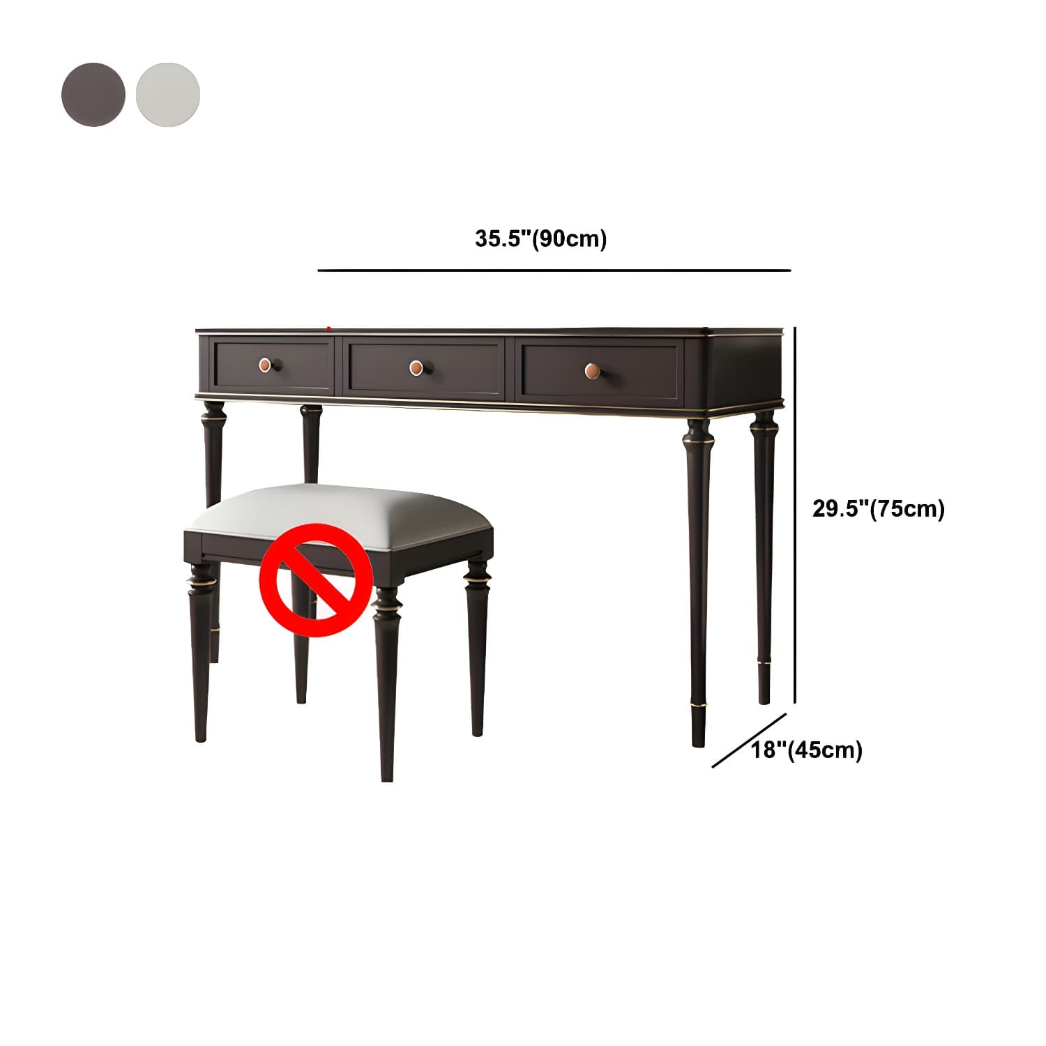 Mirror & 3 Drawers Makeup Vanity Dressing Table Solid Wood Dresser thumbnail 17