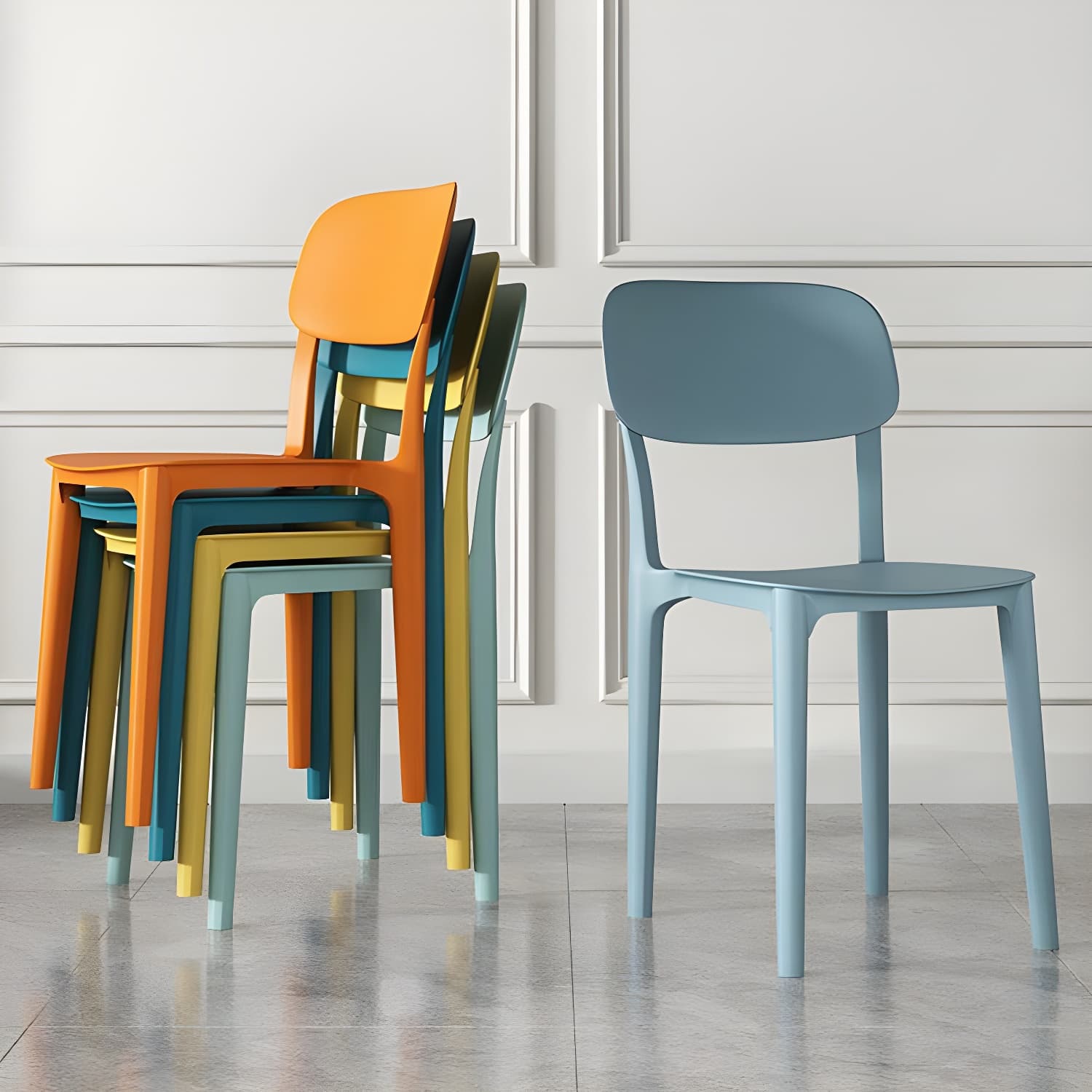 Scandinavian Style Stackable Kitchen&Dining Chair, Plastic and Non-Upholstered thumbnail 10