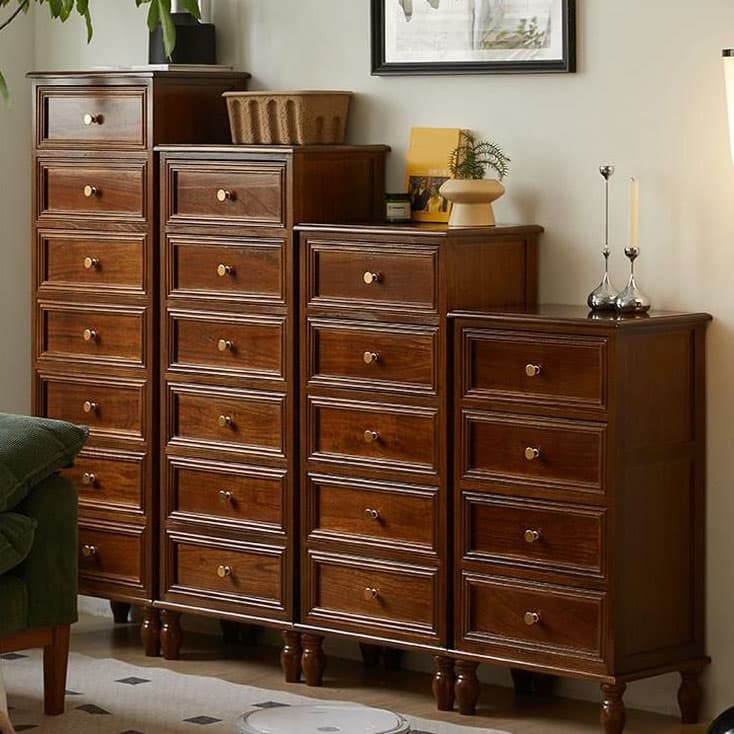 18 inch Rectangle Accent Cabinet with Drawers and Turned Legs, Solid Wood thumbnail 3