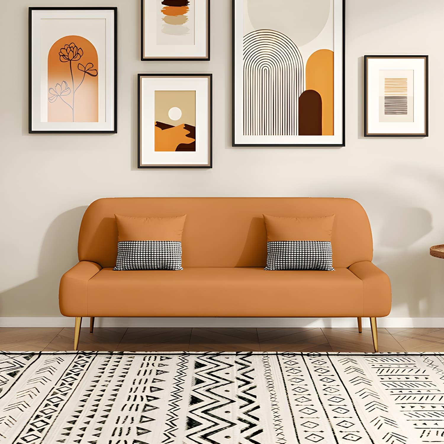 Scandinavian Faux Leather Small Size Sofa with Armless Design in Solid Color thumbnail 10