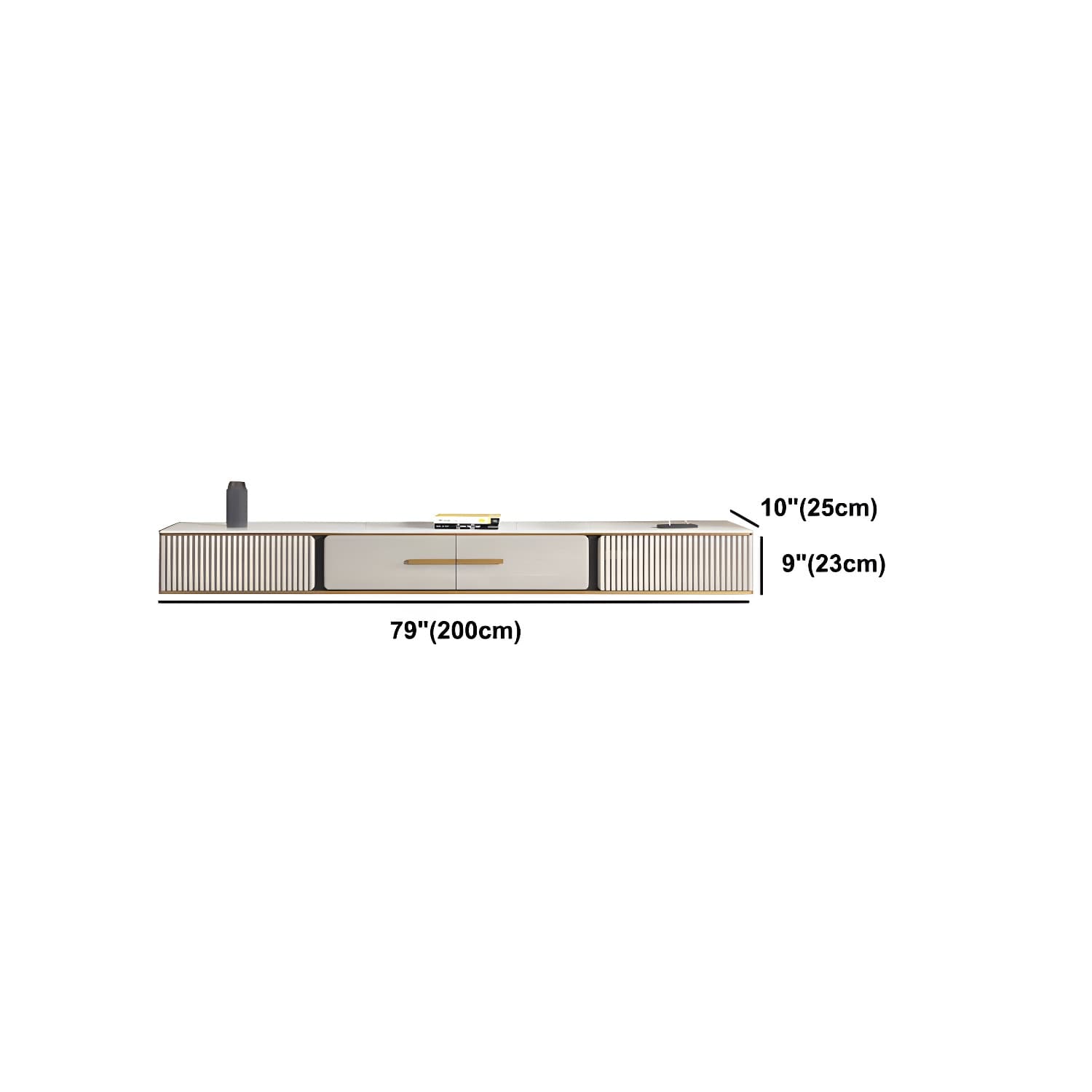 2 Drawers Contemporary TV Stand Stone Wall-mounted TV Cabinet thumbnail 20