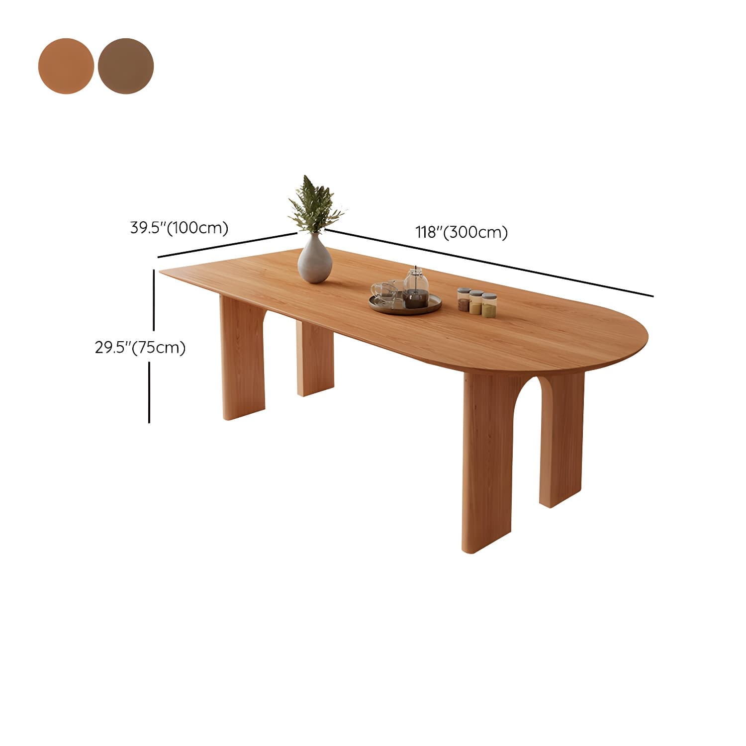 Scandinavian Wooden Oval Dining Table in Natural and Brown for Dining Room thumbnail 24