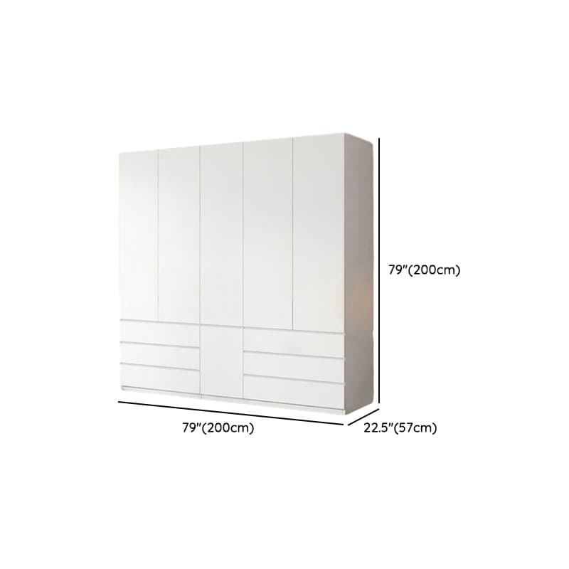 White Contemporary Alloy Cabinet Armoire with 3/6/9 Drawers, Flexible Shelf, and Hanging Rod thumbnail 15
