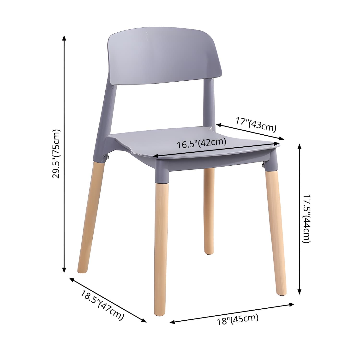 Scandinavian Home Side Chair Open Back Wood Legs Dining Room Chair Set thumbnail 21