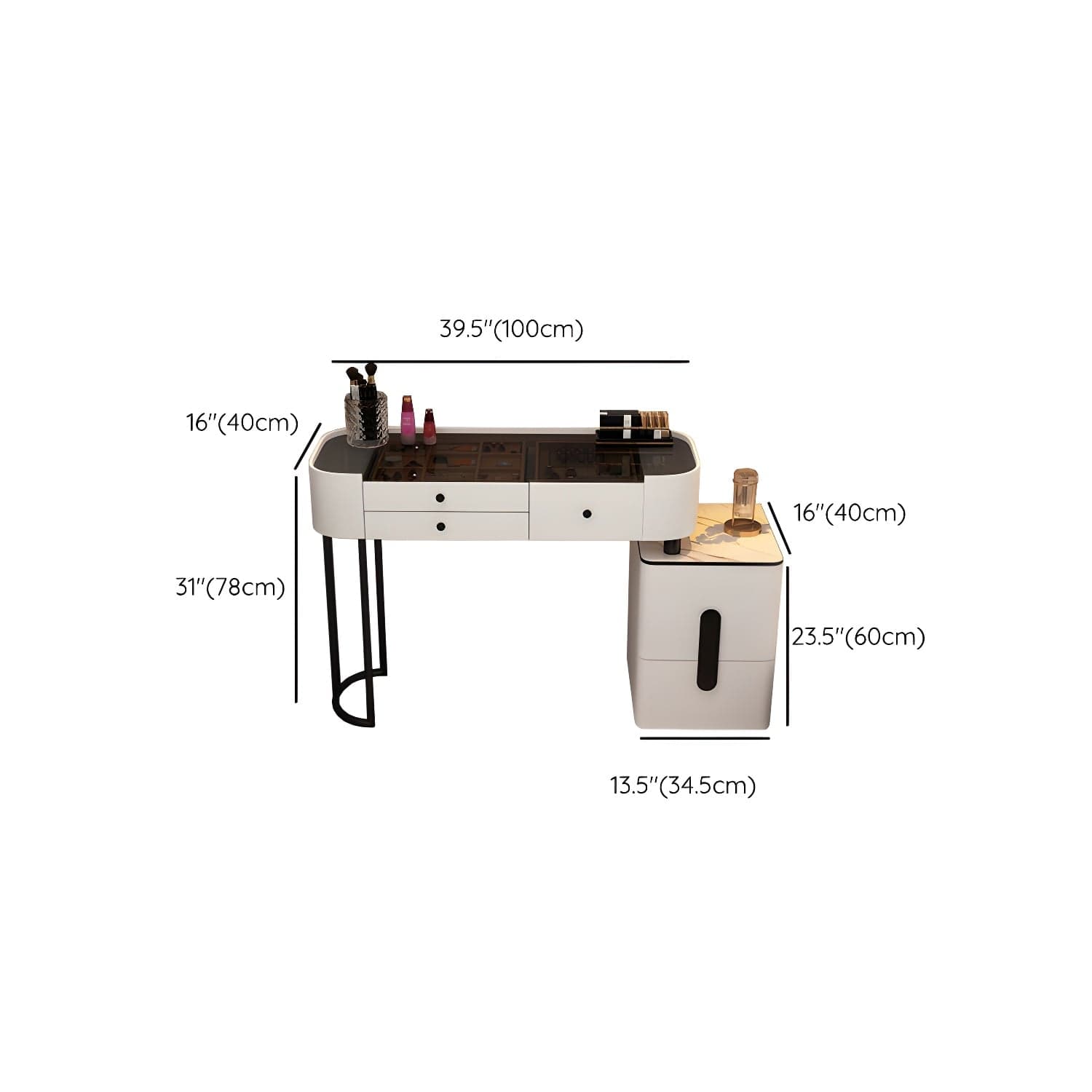 Contemporary Wood Make-up Vanity 15.75" Wide Make-up Vanity with Drawers thumbnail 20