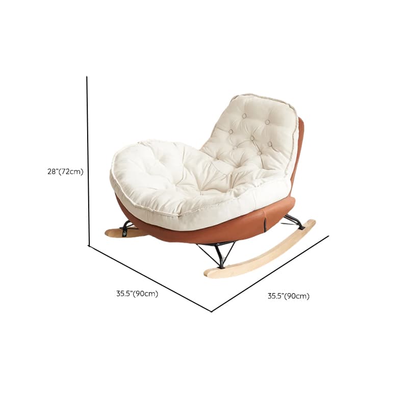 Modish Rocking Couch Chair with Spindle Back, Flannel Upholstery, Padded Design, Rear Support, and Stationary Base thumbnail 18