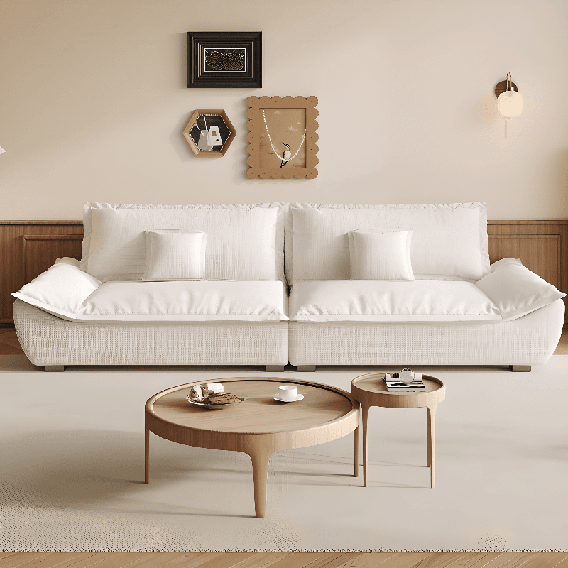 Modish Solid Color Stain Resistant Standard Sofa/Loveseat for 3-seater/4-seater/5 Person with 2 Pillows thumbnail 10