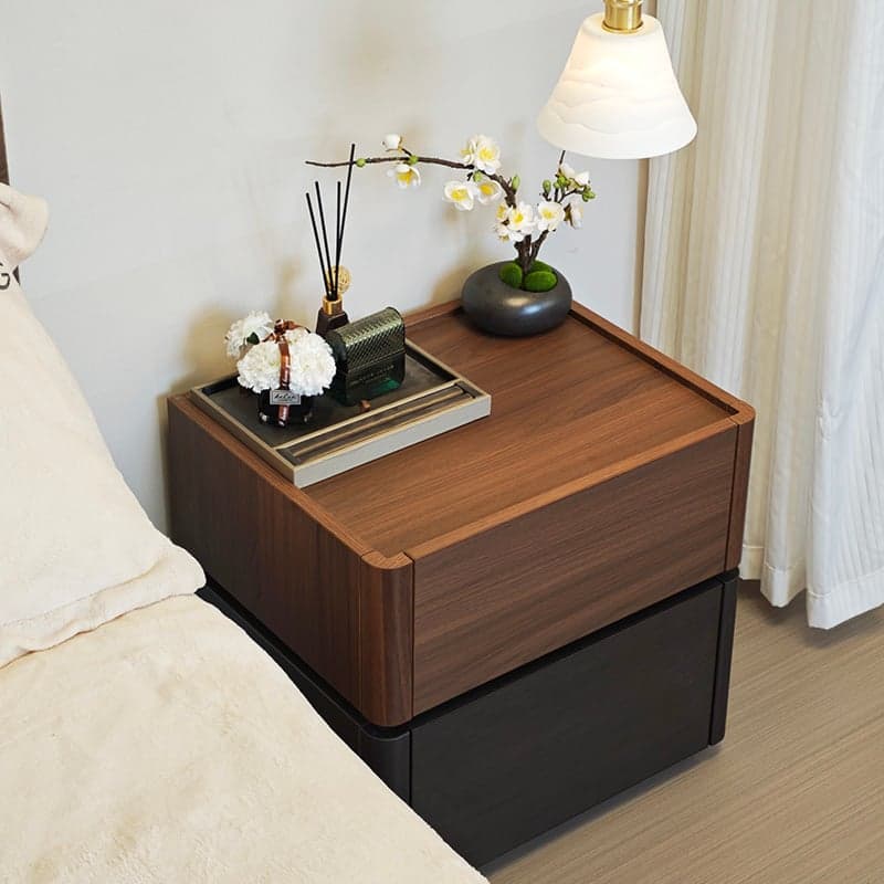 Modish Nightstand With Drawer Organization Featuring 2 Drawers and Composite Wood Countertop thumbnail 5