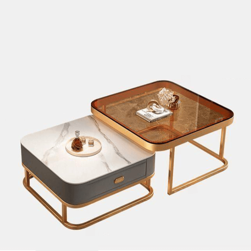 Square Double Nesting Accent Table with Framework Base for Home thumbnail 9