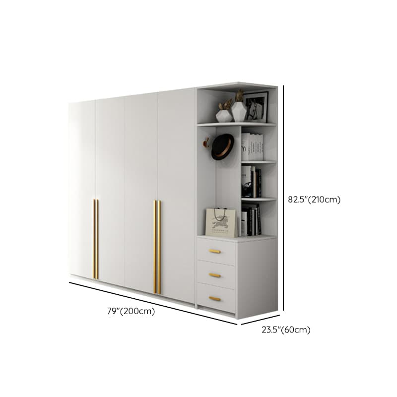 Simple Lumber White Wardrobe Armoire with Interior Shelves & Clothing Rack & Soft Close Drawer & Soft Close Door thumbnail 18