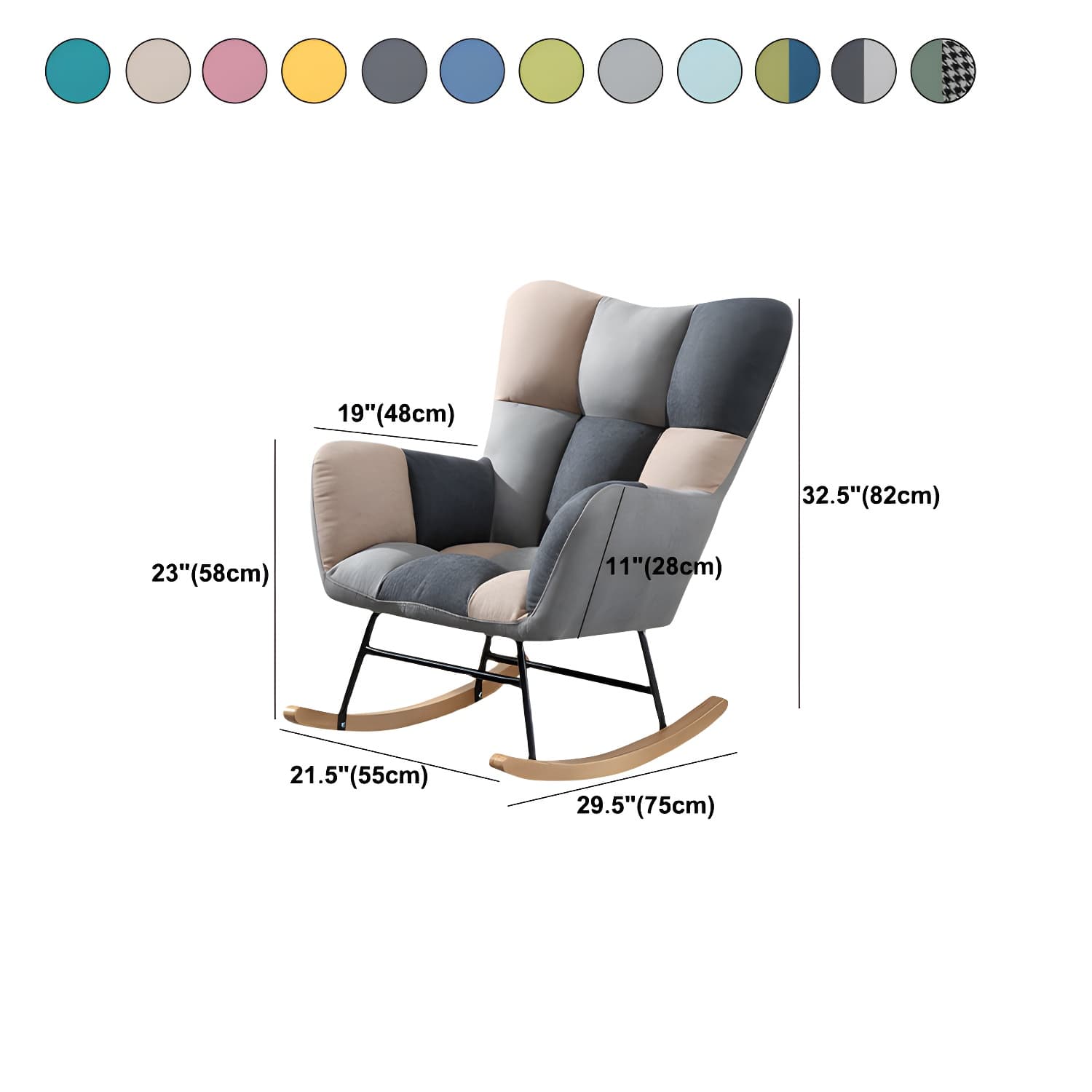 Modern Rocker Chair Upholstered Dark Legs Glider Button-Tufted thumbnail 27