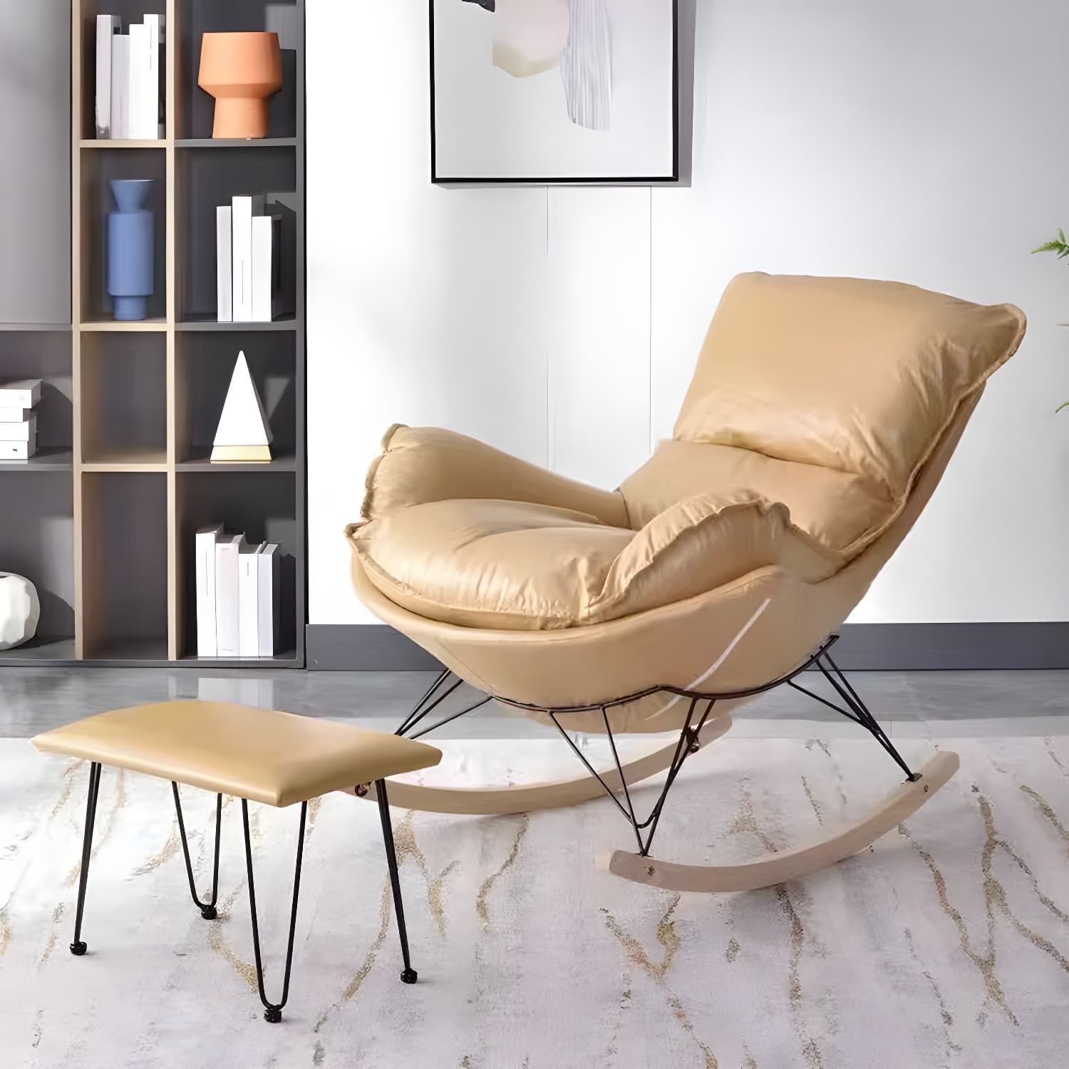 Contemporary Simple Style Rocking Chair Single Indoor Sofa Rocking Chair for Break thumbnail 5