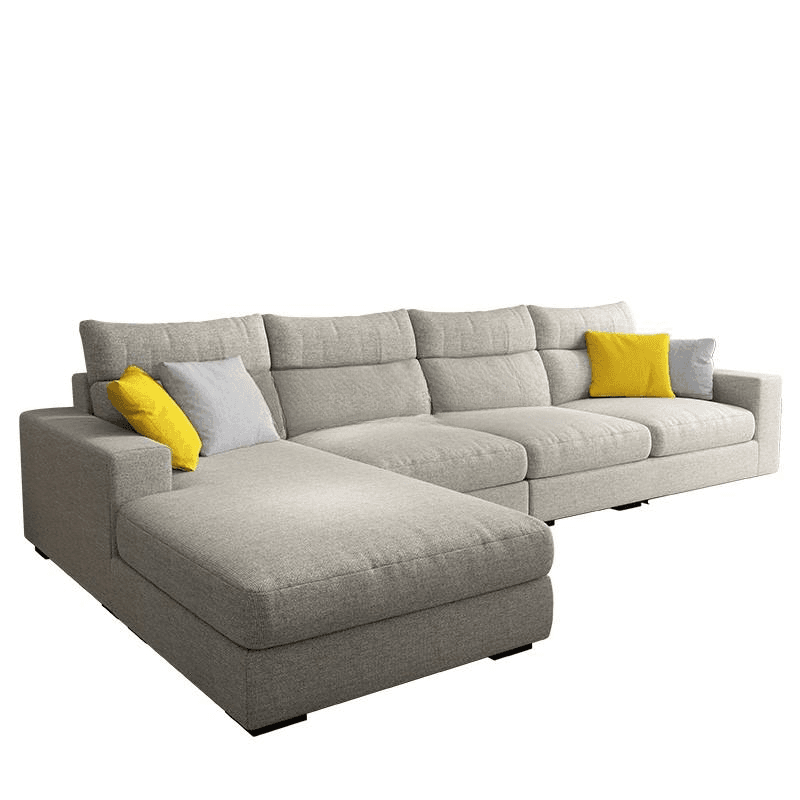 L-Shape Sofa Chaise with Pillow Back, Azure/Cream Upholstery, Square Arm, Slipcover, and 1 Chaise thumbnail 6