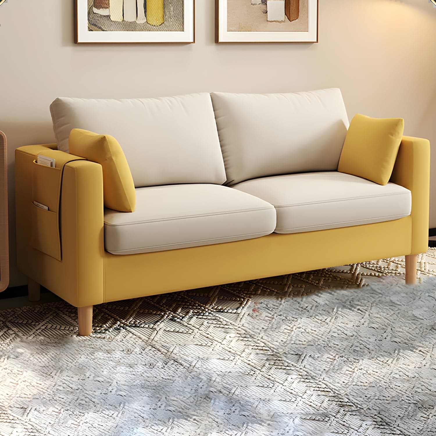 Contemporary Square Arm Loveseat with Machine Washable Cover and Pillows thumbnail 6