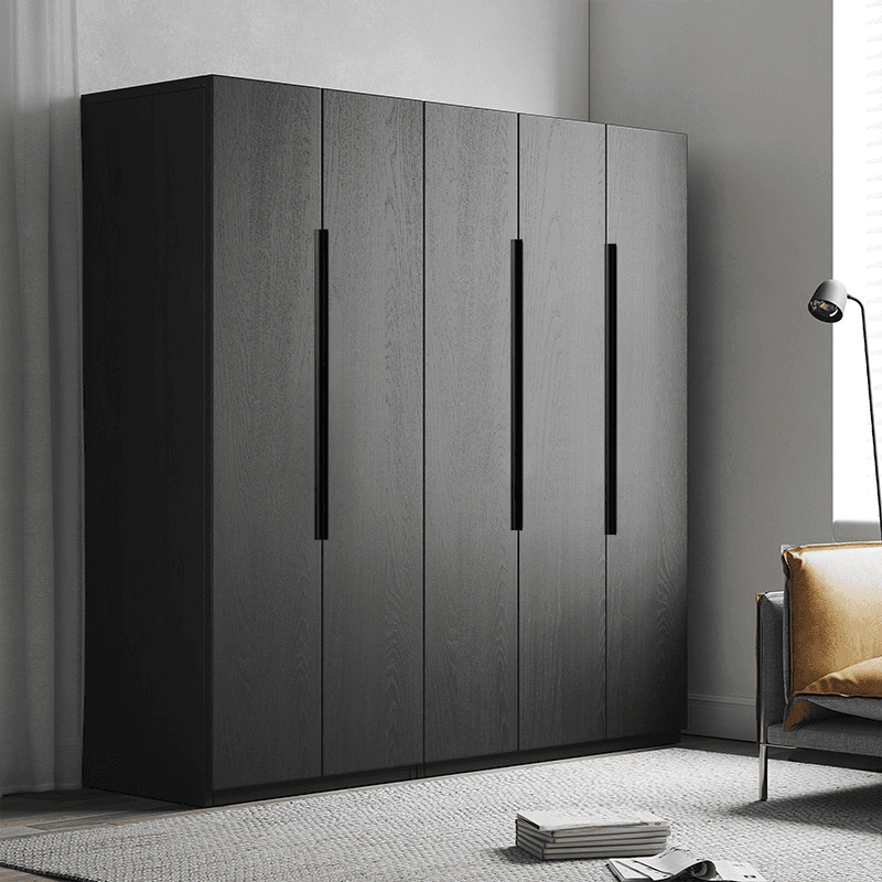 Ink Trendy Timber Wardrobe Armoire with Soft Close Drawer and Door, Interior Shelves, Clothing Rod