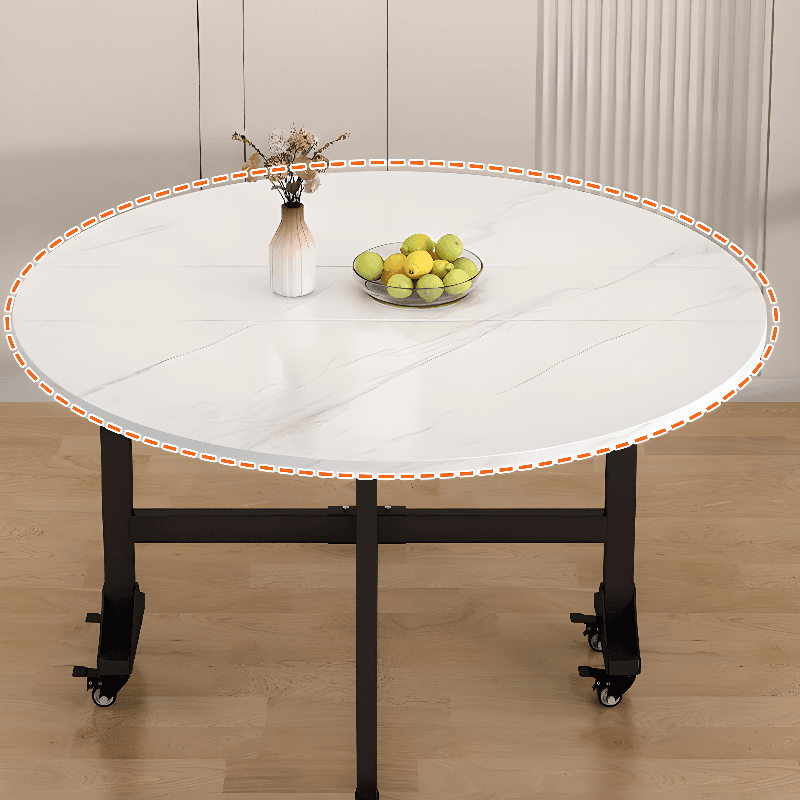 Modern Simple Style Circular Dining Table with Lumber Top, Chalk Color, Pop Up Mechanism, Seats 2 to 6, and Collapsible thumbnail 5