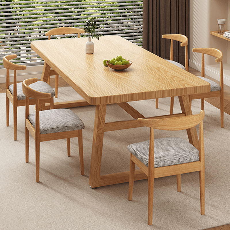 Rectangle Manufactured Wood Dining Table Set for 6/4 People with Padded Chairs, Back Support, and Brown Top thumbnail 8