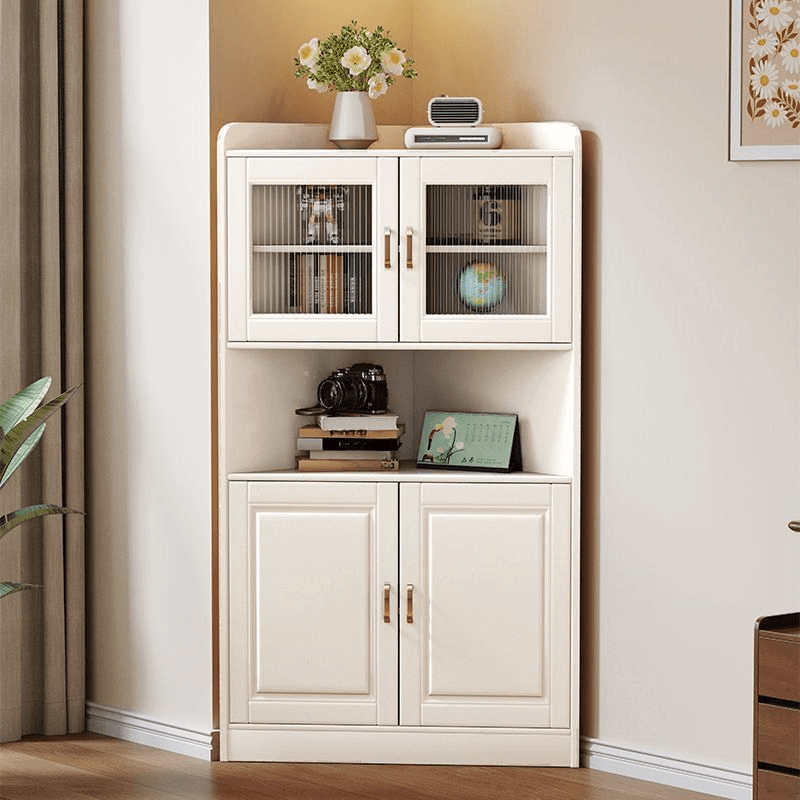Independent Corner Utility Storage Cabinet in Cocoa/Gray/White with Grip Bars, 2 Exterior Shelves and 2 Cabinets/1 Cabinet in a Trendy Style, Glass-panel Door Included/Not Included thumbnail 3
