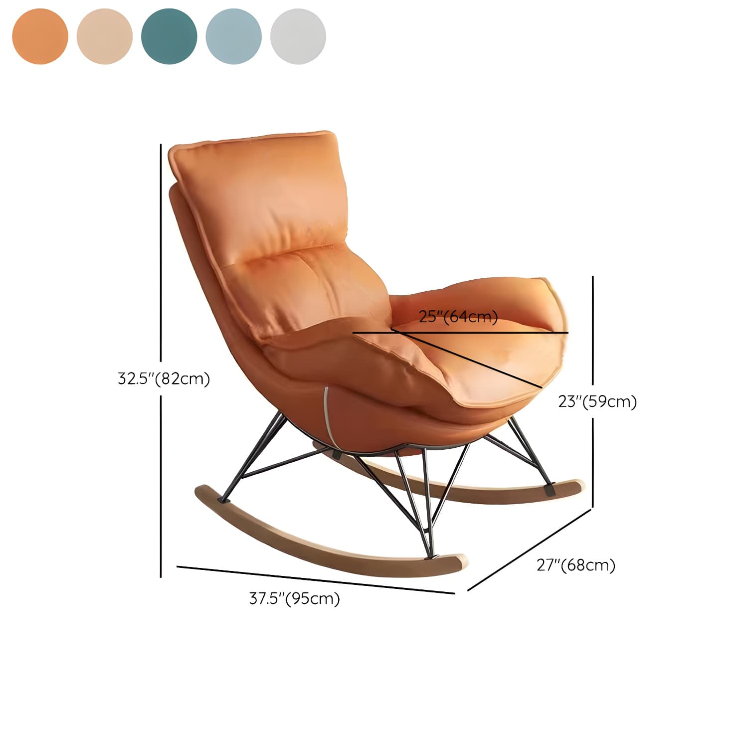 Modern Plain Rocking Chair Faux Leather Water Resistant Chair with Ottoman - image 13