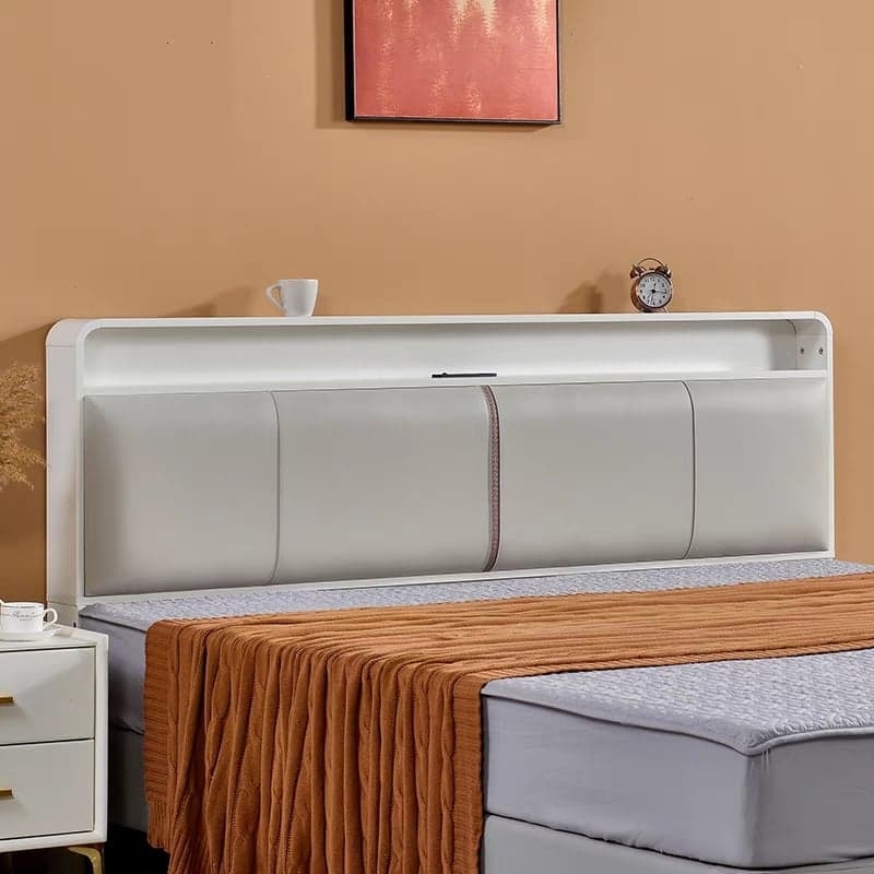 Simplistic Panel Headboard with Shelves, Rectangular Shape for Twin/Full/Twin XL Bed, Featuring Sponge Upholstery, Illumination Light, and Standard Height thumbnail 6