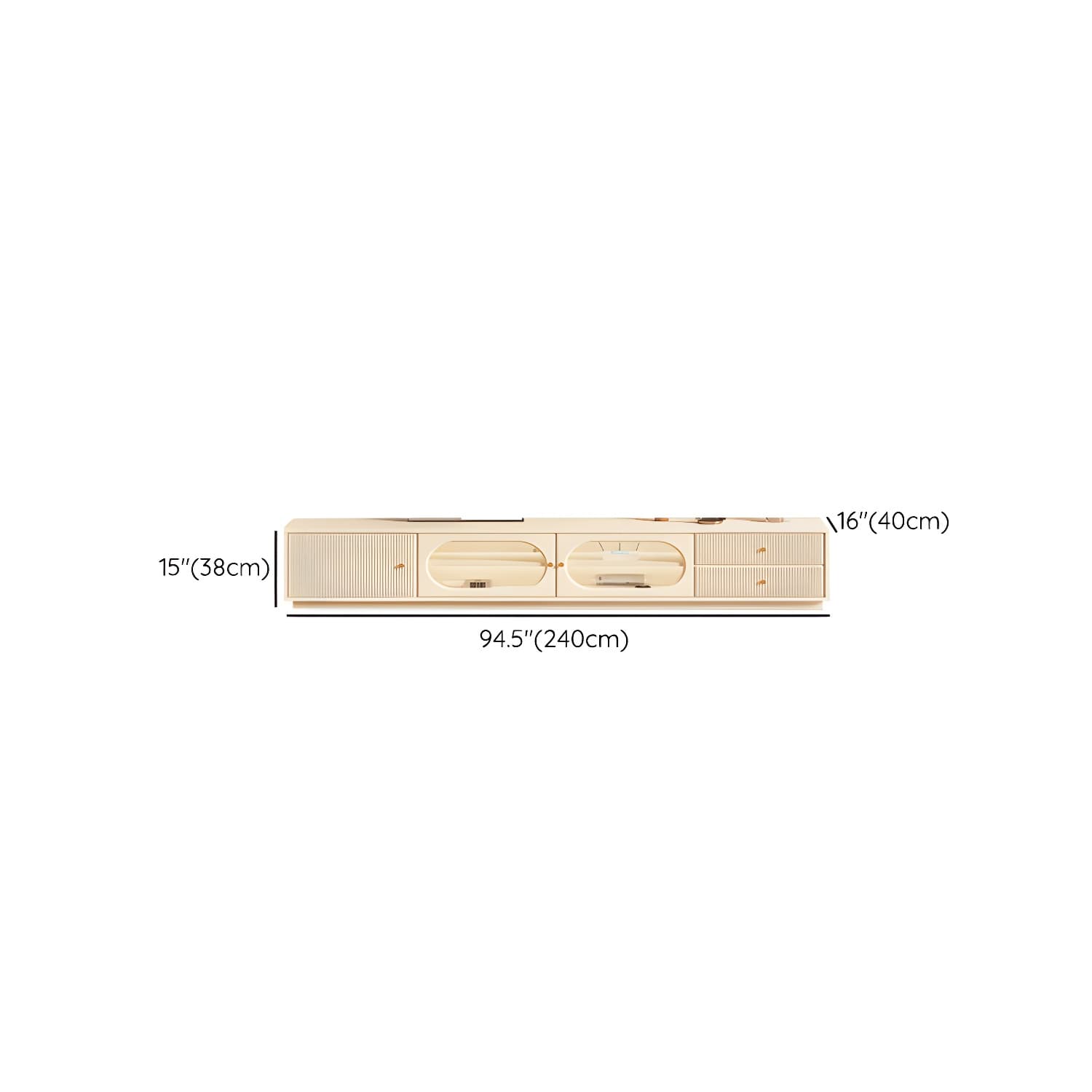 White Cable Management TV Console Modern Engineered Wood Media Console thumbnail 16