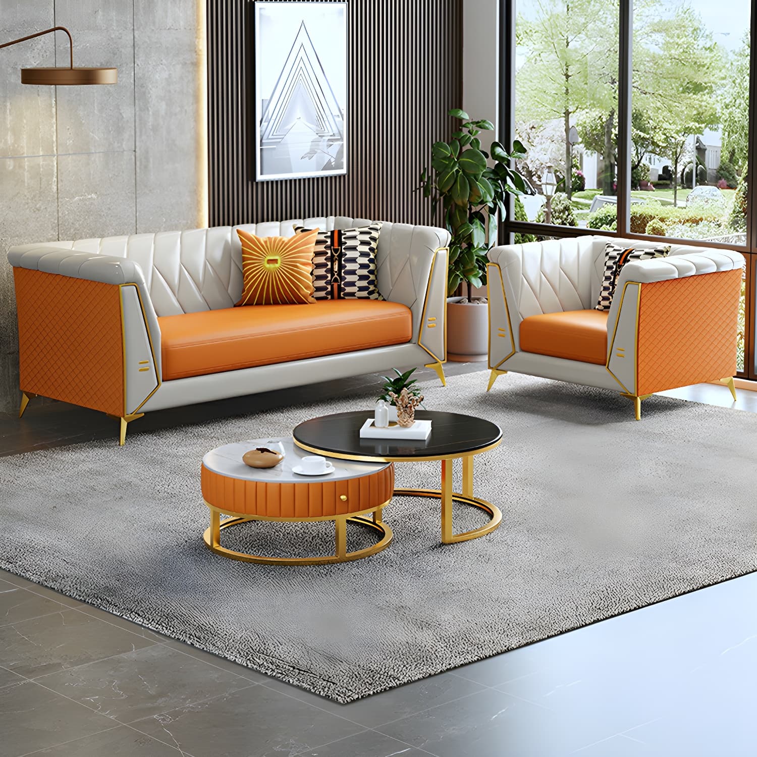 Glam Faux Leather Standard Sofa with Tuxedo Arms in Solid Color thumbnail 15