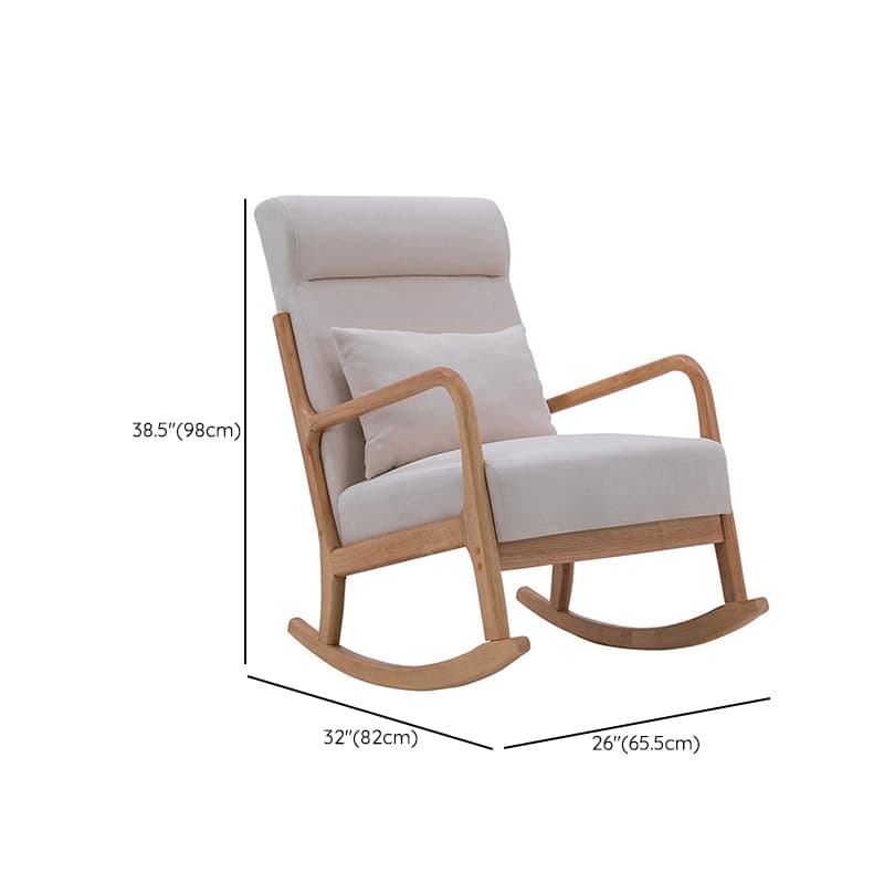 Indoor Use White Cotton Stationary Rocking Chair with Back & Arm thumbnail 15
