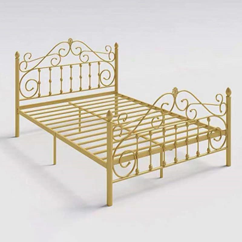 Glam Metal Bed Frame with Camelback Open-Frame Headboard and Footboard thumbnail 9