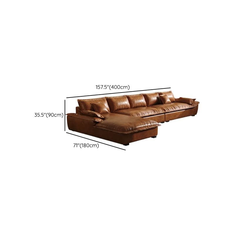 L-Shape Brown Leather Sofa Recliner thumbnail 12