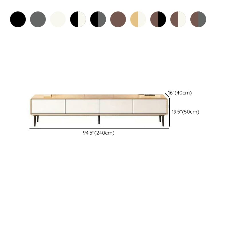 Modern Wooden Long and Low TV Stand with 4 Drawers, No Assembly Required, Dark Tone thumbnail 21