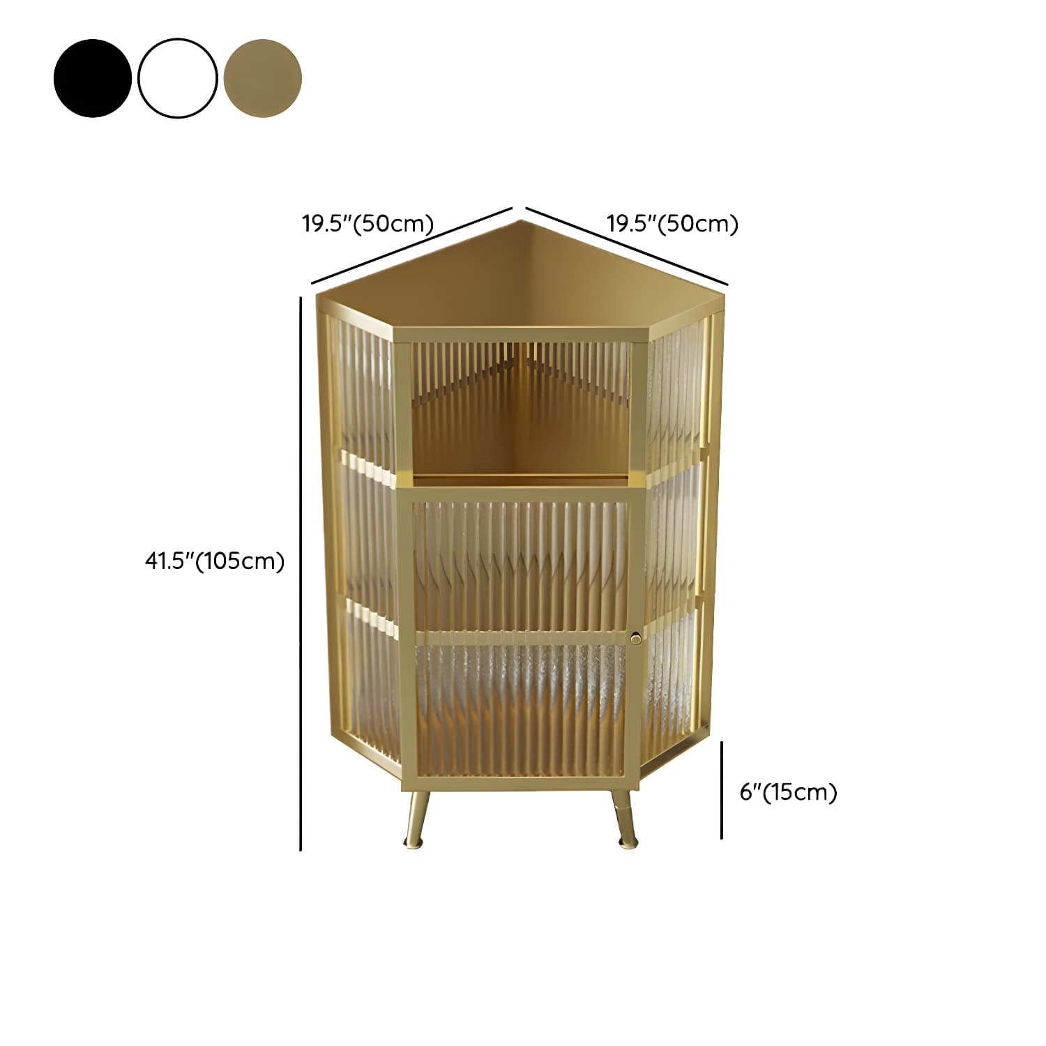 Gold Corner Accent Cabinet with Glass Doors and Metal Shelving thumbnail 16