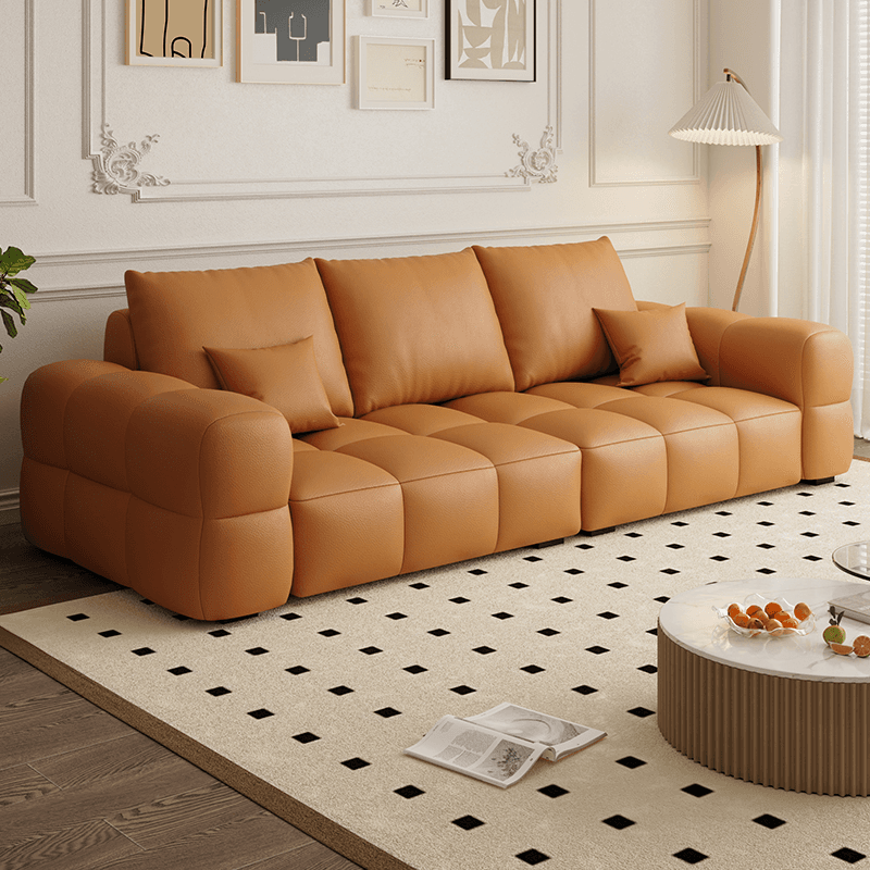 Contemporary Solid Color Tear Resistant Standard Sofa in Light Gray/Ivory/Coffee for 5/4 with 2 Pillows thumbnail 2