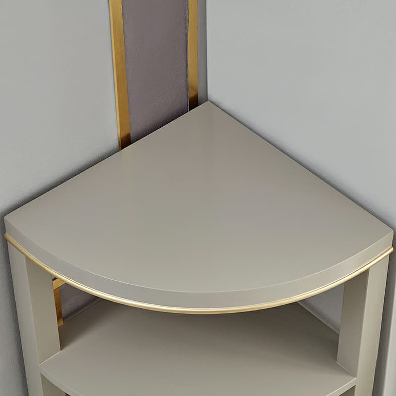Unique Gold Beech Wood Corner Accent Cabinet with 1 Drawer and Open Shelves thumbnail 7