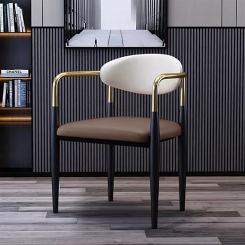 Faux Leather/Velour Upholstered Arm Chair with Arms and Black Legs in a Casual Style thumbnail 2
