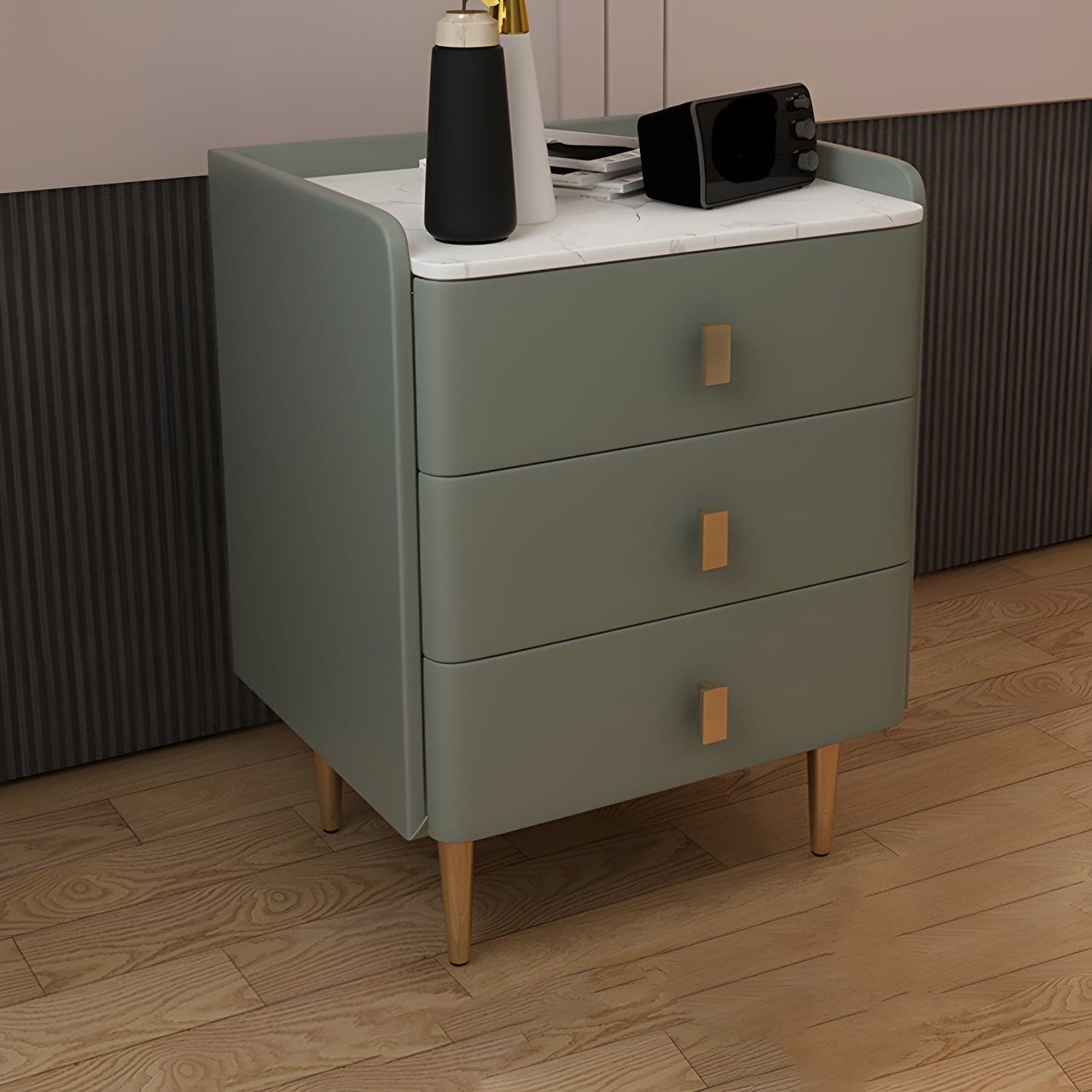 Glam Drawers Included Accent Table Nightstand 22.5" Tall with Legs thumbnail 6