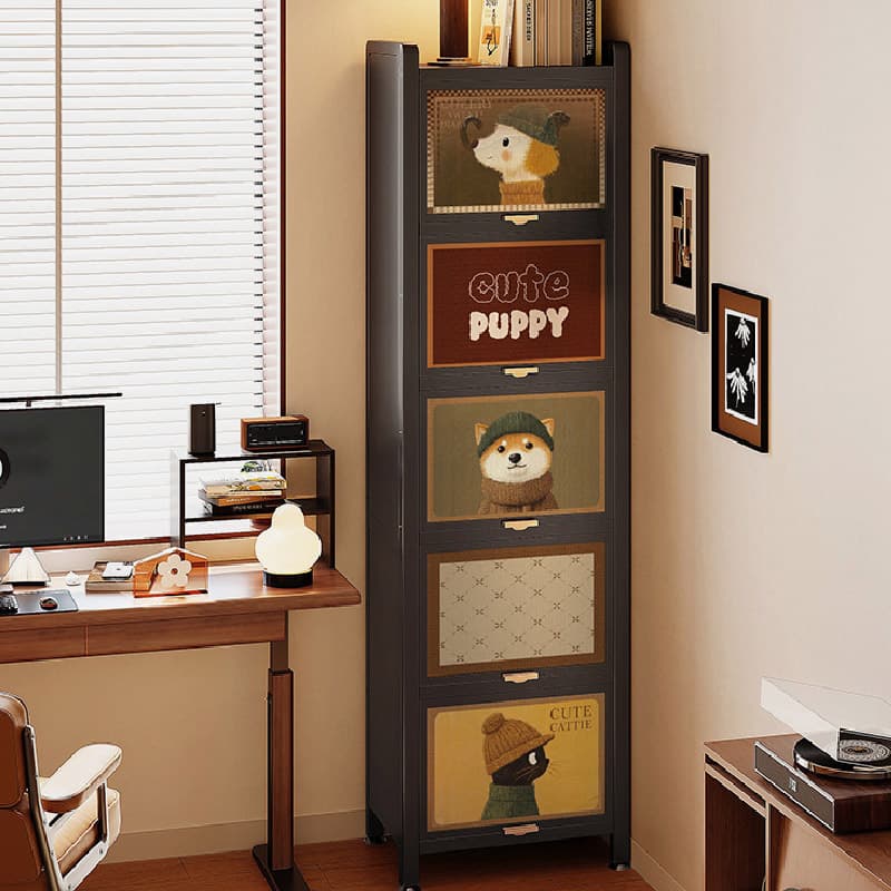 Damp-proof Scratch-immune Steel Accent Cabinet with Glazed Door and Grip Bars in Midnight Black/Chalk, Stain Resistant thumbnail 2
