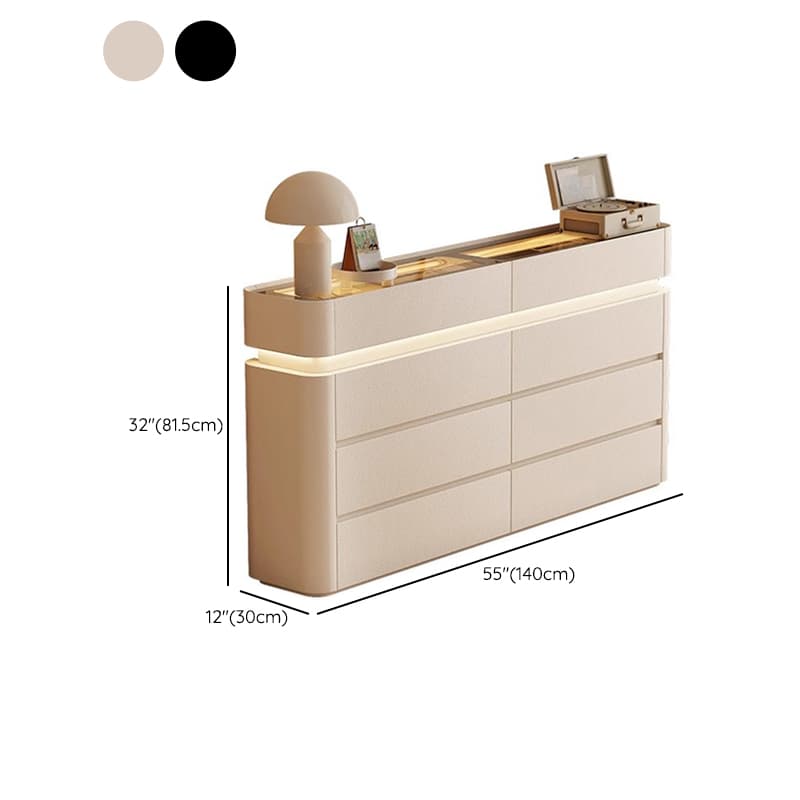 Simplistic Hardwood Double Dresser with 8 Horizontal Drawers and LED Lights thumbnail 15