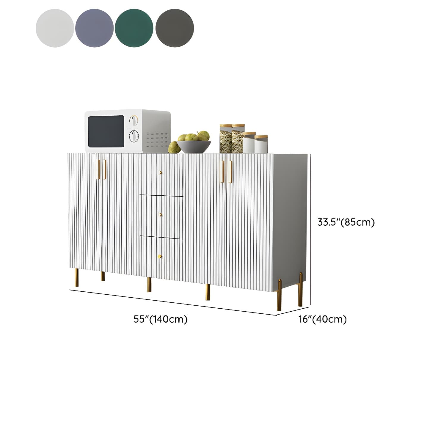 Living Room Glam Faux Wood Sideboard with Shelves and 3 Drawers thumbnail 21