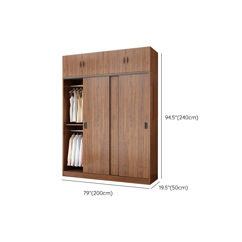 Modern Wooden Wardrobe Armoire with 3 Clothing Rods and Interior Shelves thumbnail 33